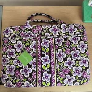 NWT Vera Bradley Floral Laptop Portfolio Plum Petals Bag